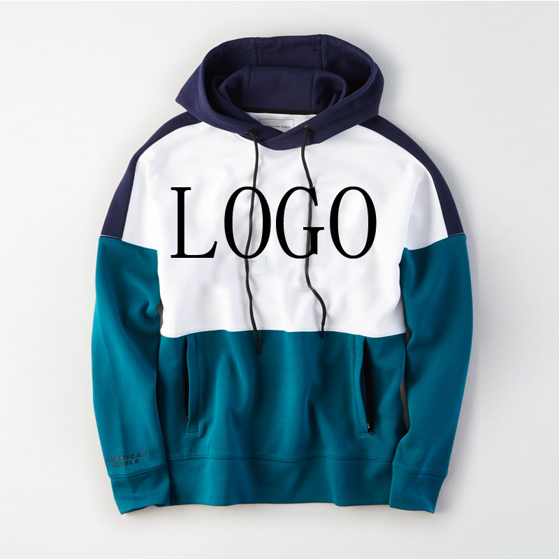 Custom Mens Cotton French Terry Oversized Spliced Colorblock Hoodies Featured Image