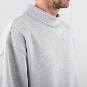 China factory custom logo 100% cotton fleece blank oversized mock neck sweatshirt