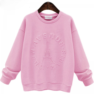 OEM Wholesale Women’s Sweatshirt Custom Embossed Logo Design Solid Hoodie Sweatshirt