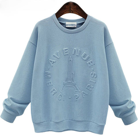 OEM Wholesale Women’s Sweatshirt Custom Embossed Logo Design Solid Hoodie Sweatshirt Featured Image