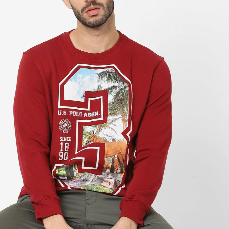 Men’s pullover sweatshirt ,big print on front,crew neckline,long sleeve,rib cuff,custom graphic Featured Image