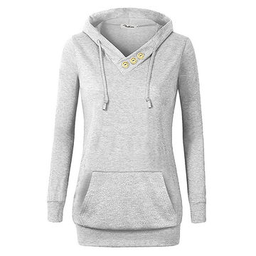 Customized women’s Sweatshirts Long Sleeve Button Pullover Hoodies Featured Image