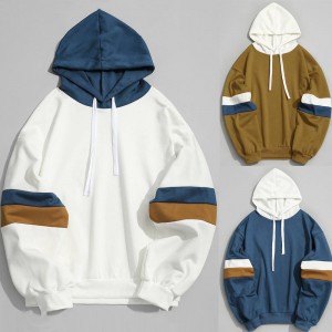 2022 Hip Hop Hooded Sweatshirt Casual Patchwork Stitching Parallel Bars Slim Unisex Sweatshirt Mens Cut and Sew Custom Hoodie